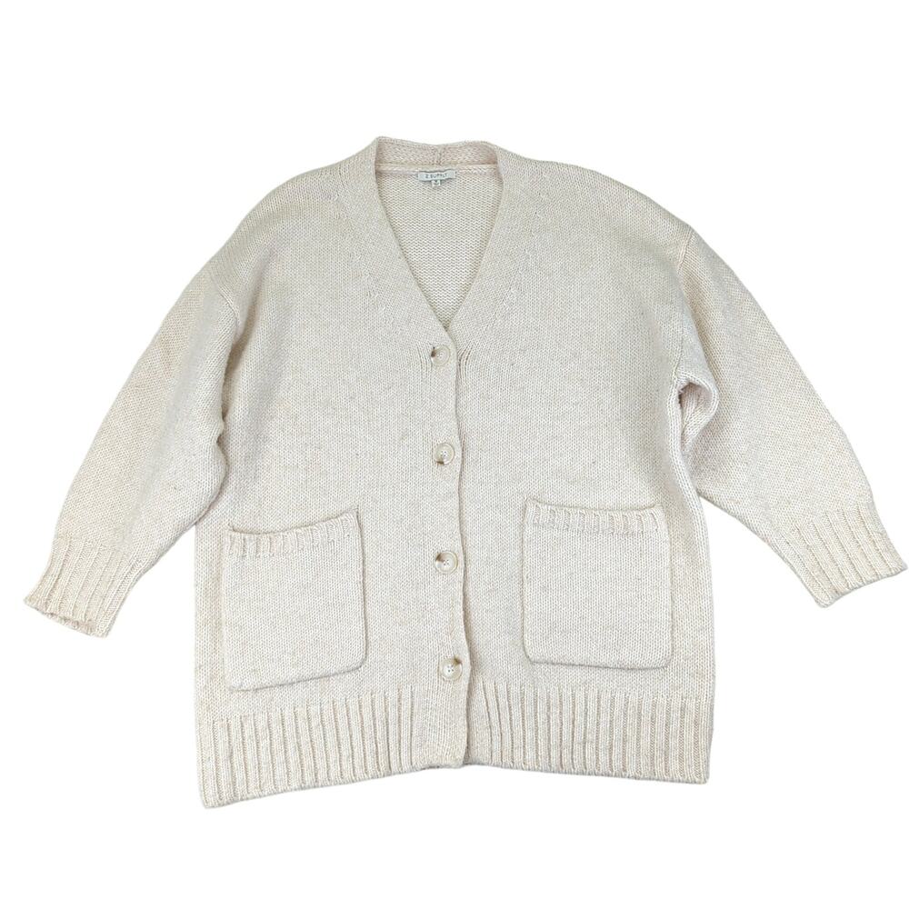 Z Supply Cardigan Sweater Button Front Oversized Cream Knit Women Medium Chunky